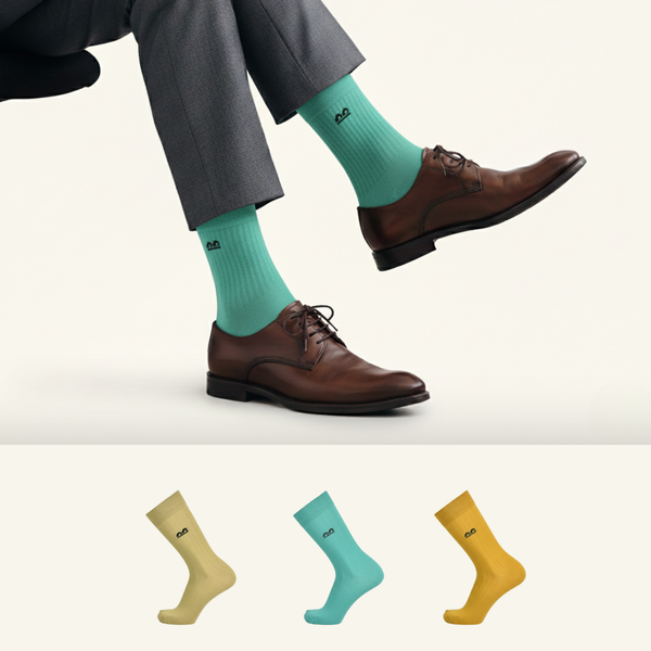 Formal Design Crew Socks-Marigold Lagoon Pack of 3