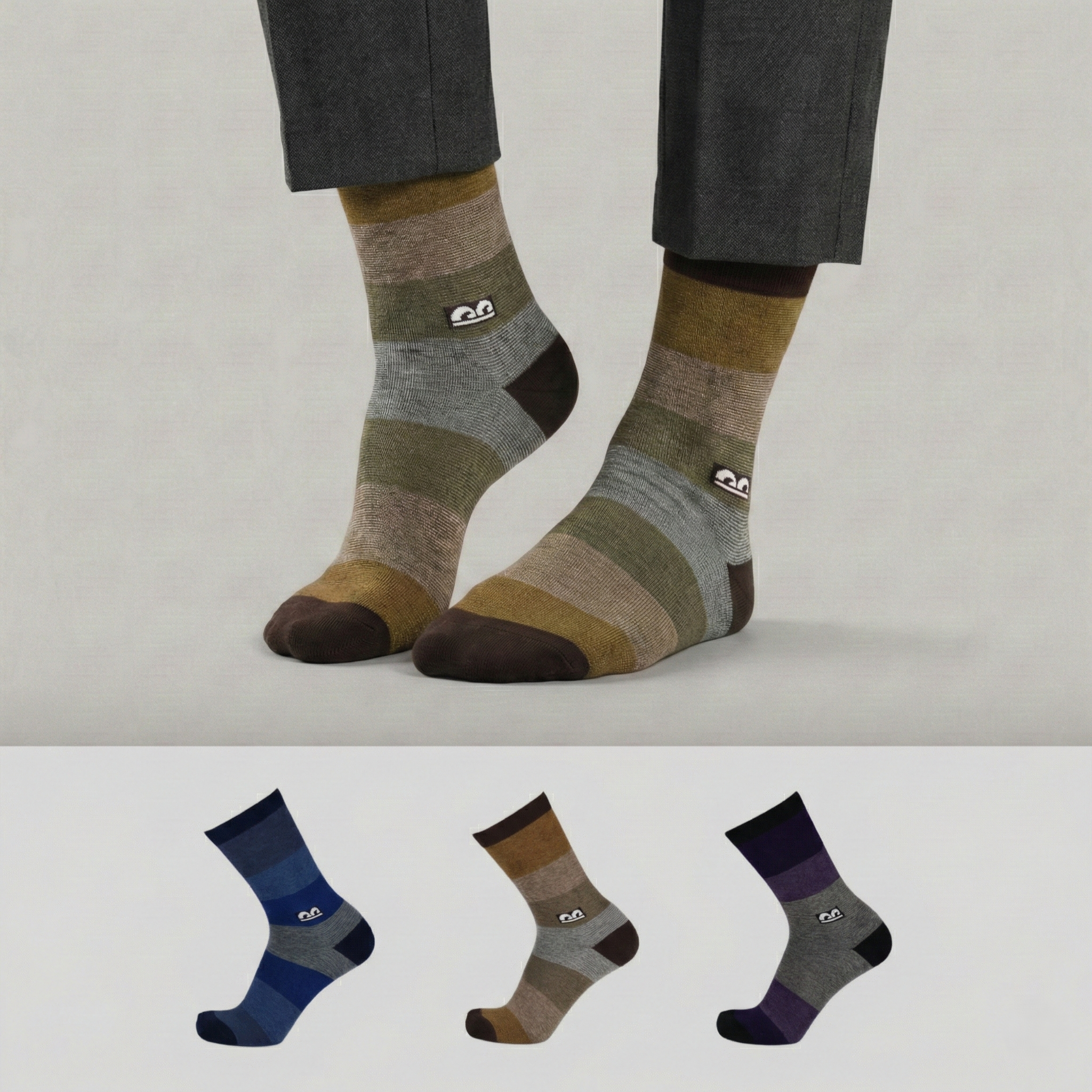 Formal Everyday Crew Socks-Highland Mist Pack of 3