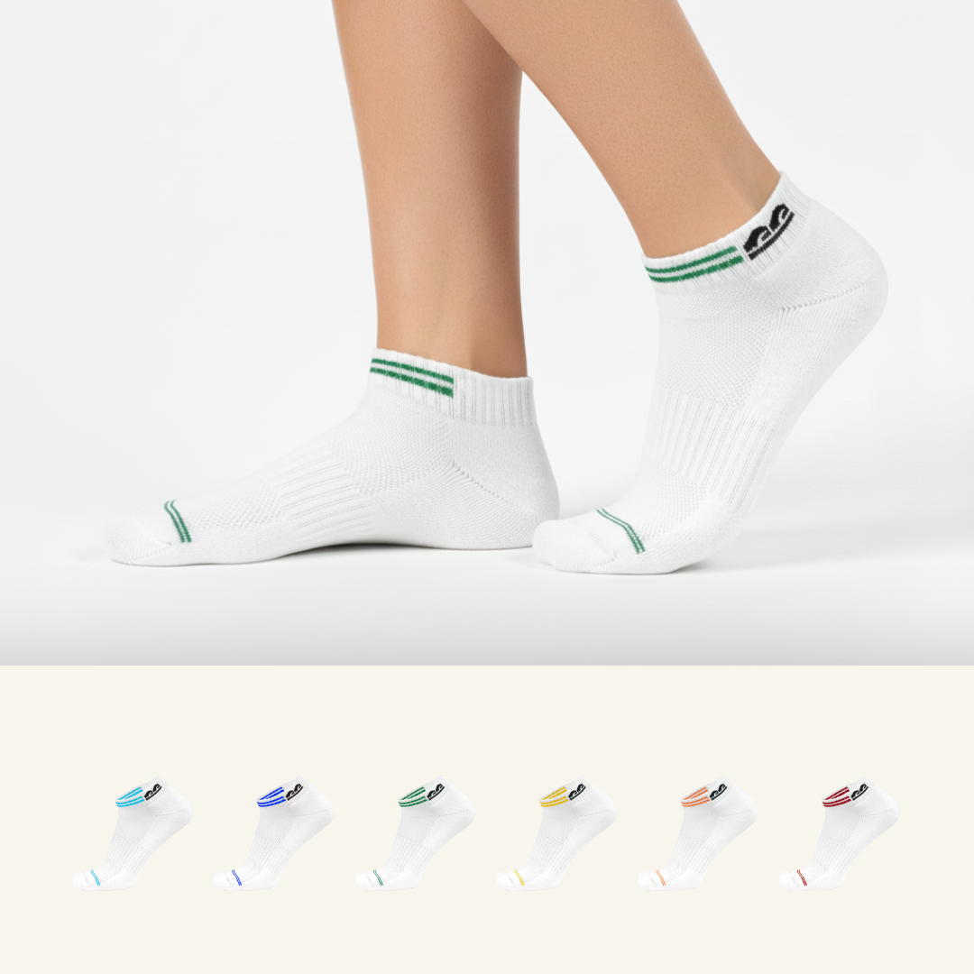 White ankle socks with multicolor stripes pack of 6 from The Sock Street, comfort and softness of premium bamboo and durability from The Sock Street. 