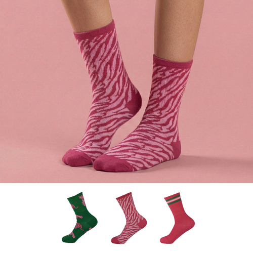 Design Everyday Crew Socks-Neon Jungle Pack of 3