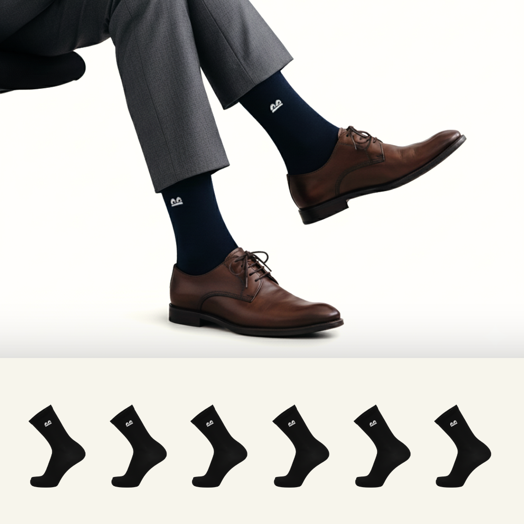 Formal Everyday Crew Socks-Black Pack of 6