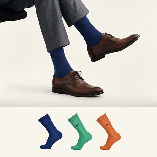 Formal Design Crew Socks-Citrus & Sea Pack of 3