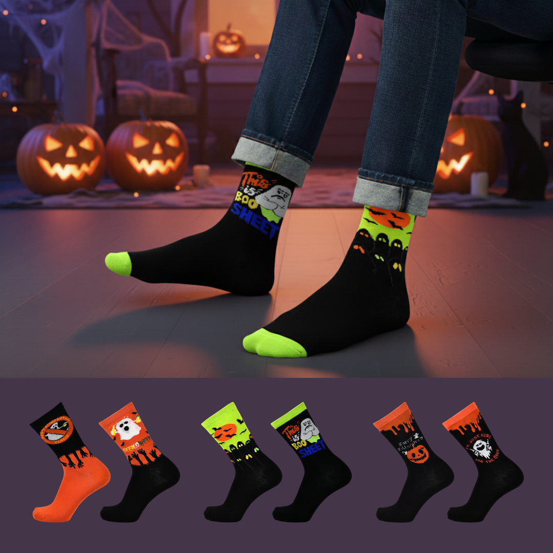 Design Halloween Crew Socks-Multicolor Pack of 3