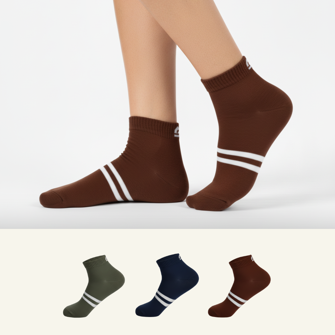 Design All Purpose Ankle Socks-Deep Tone Pack of 3