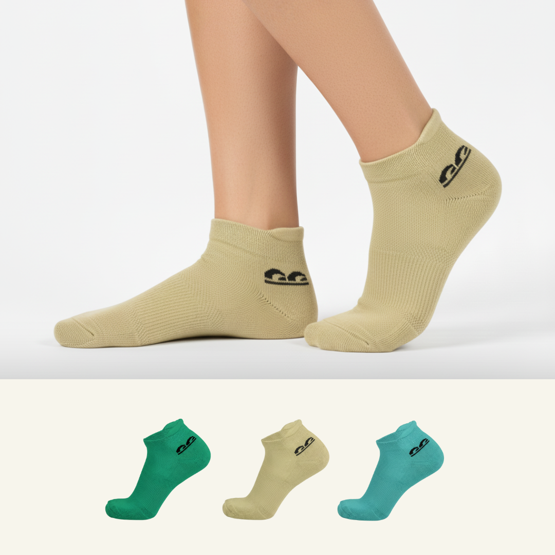 Sports Running Ankle Socks-Coastal Green Pack of 3