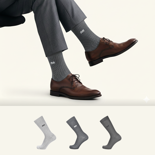 Formal Design Crew Socks-Muted Greys Honeycomb Pack of 3