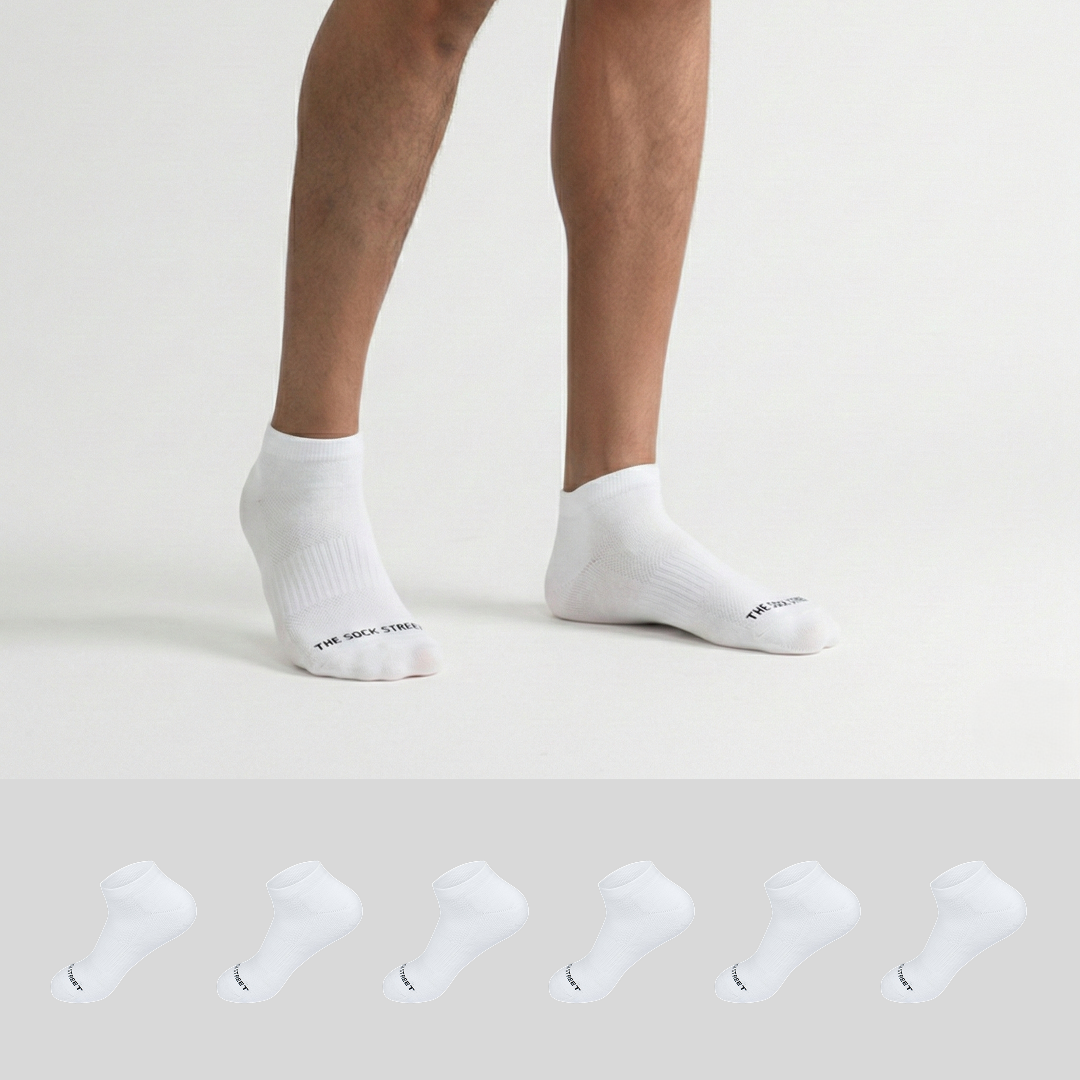 Sports Running Ankle Socks-Pearl White Pack of 6