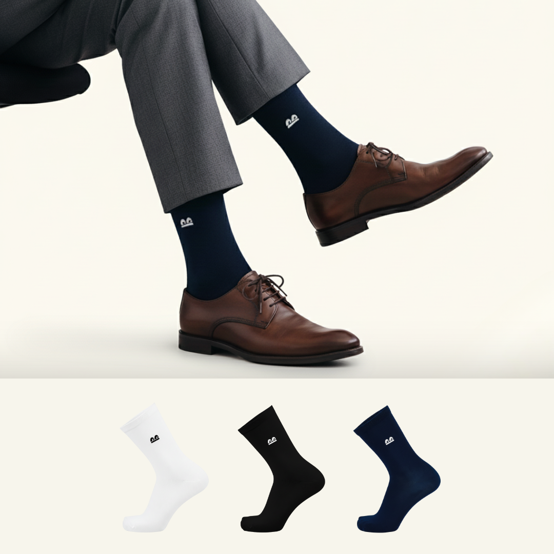 Formal Everyday Crew Socks-Classic Monochrome Pack of 3