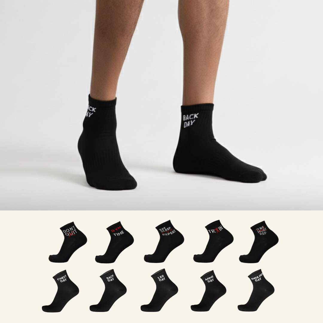 Sports GYM 8 Ankle Socks-Black Combo-Pack of 10
