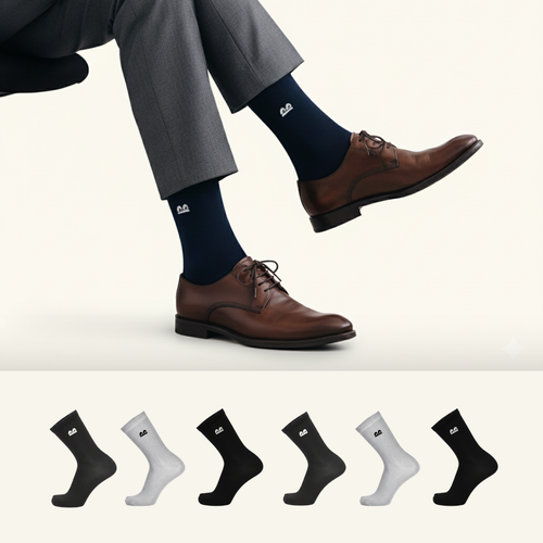 Formal Everyday Crew Socks-Studio Greys Pack of 6