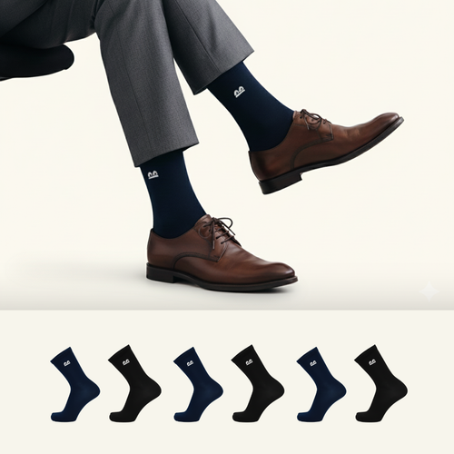 Formal Everyday Crew Socks-Monochrome Pack of 6
