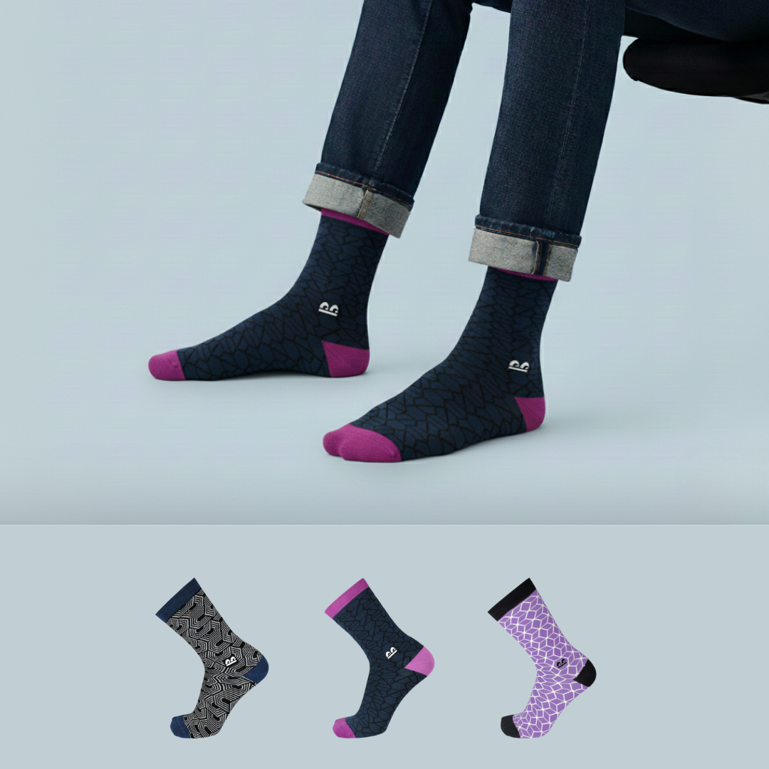 Design Shadow Spectrum Crew Socks-Multicolor Pack of 3