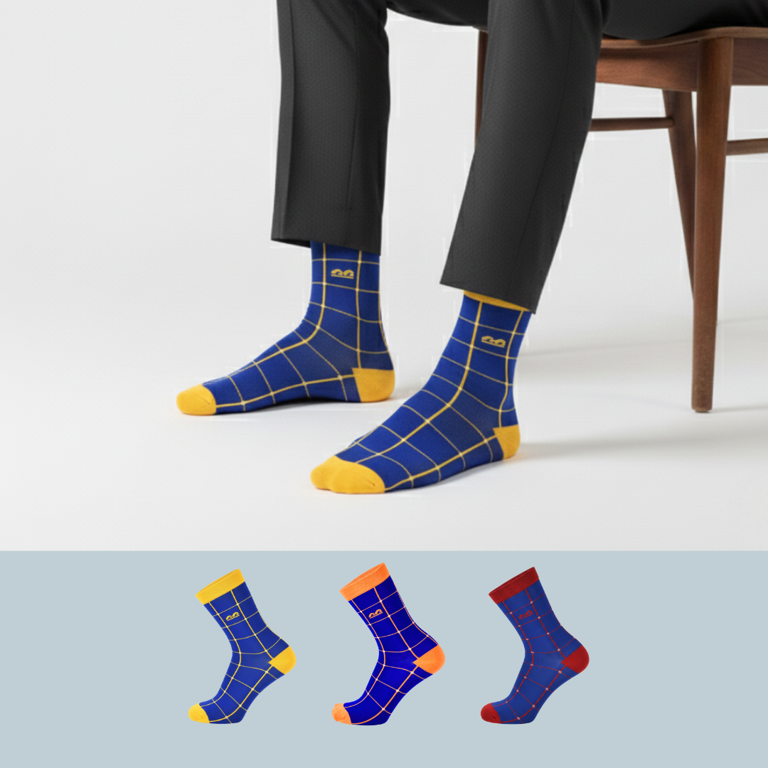 Formal Everyday Crew Socks-Fiery Blue Pack of 3