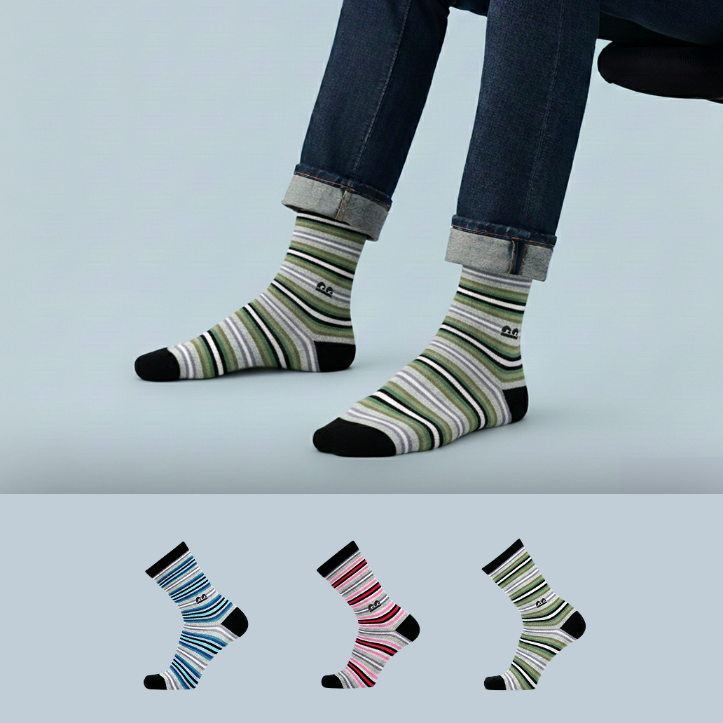 Design Colorwave Crew Socks-Multicolor Pack of 3