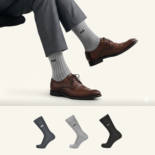 Formal Design Crew Socks-Muted Greys Fine Rib Pack of 3