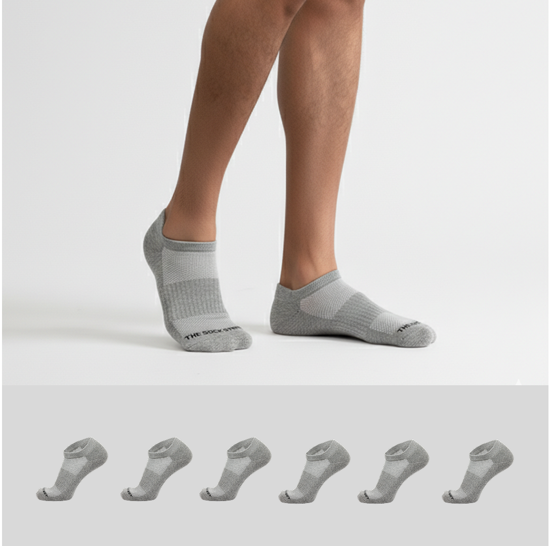 Sports Running Ankle Socks-Grey Mélange Pack of 6