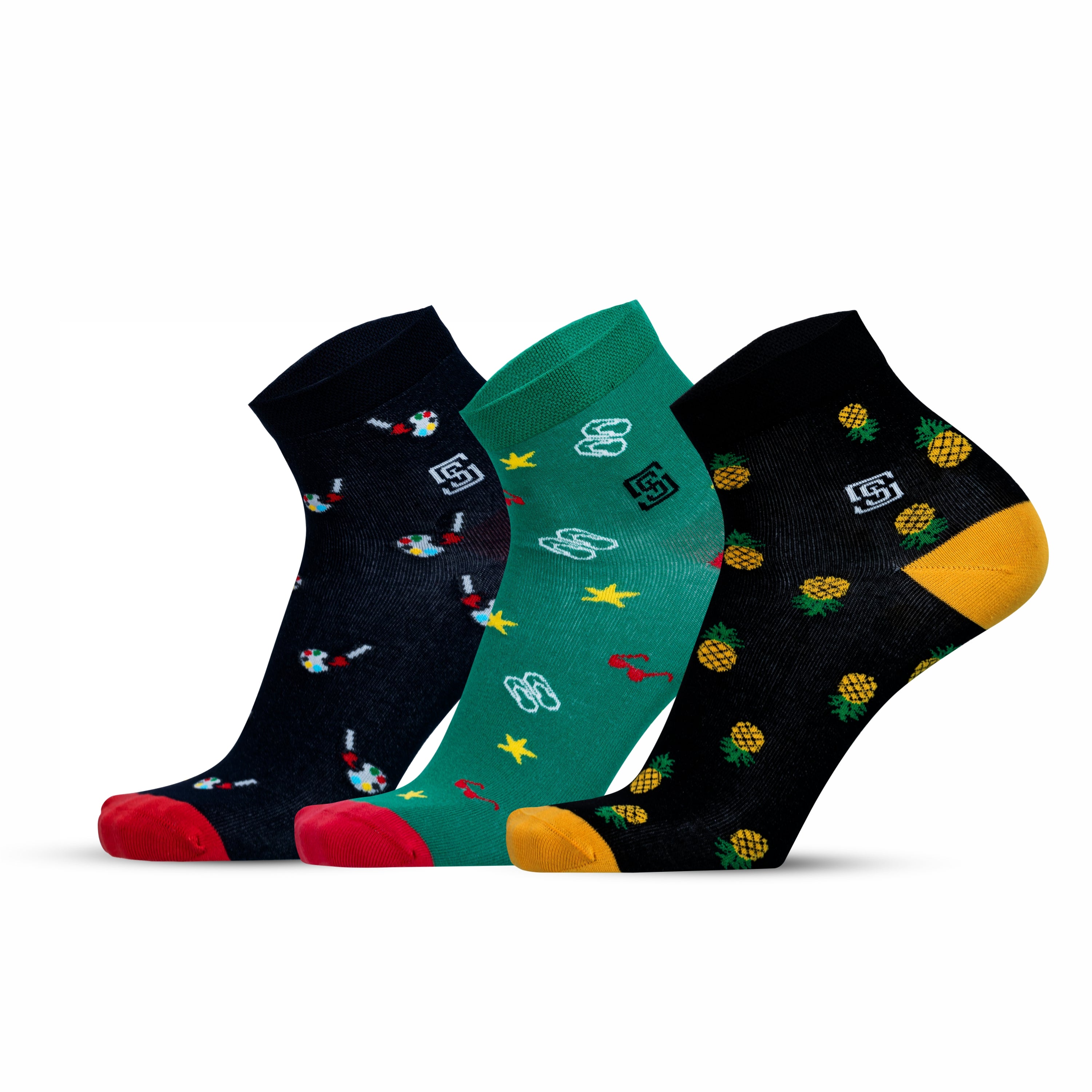Design Artisanal 
 Ankle Socks-Joyride Prints Pack of 3