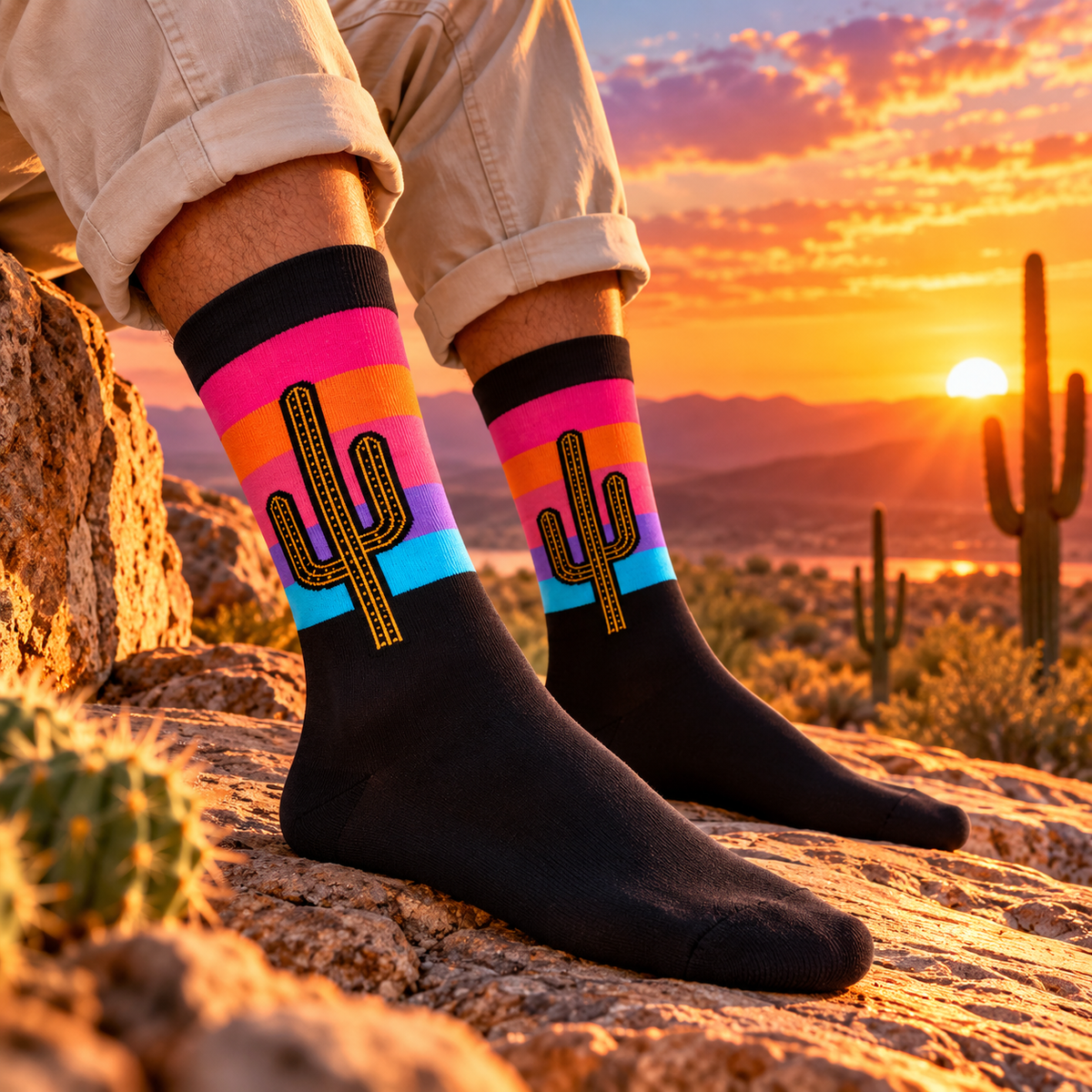 Sunset Escape Pack Of 3-Crew Socks