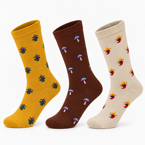 Spice & Siesta Pack of 3-Crew Socks