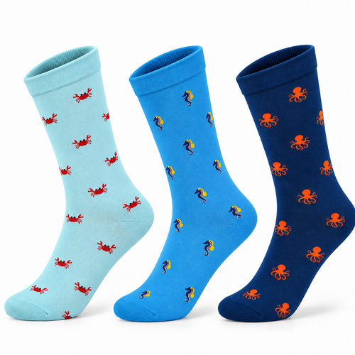 Ocean Buddies Pack of 3-Crew Socks