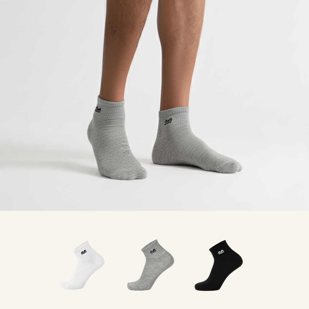 Design Rib Ankle Socks-Multicolor Pack of 3
