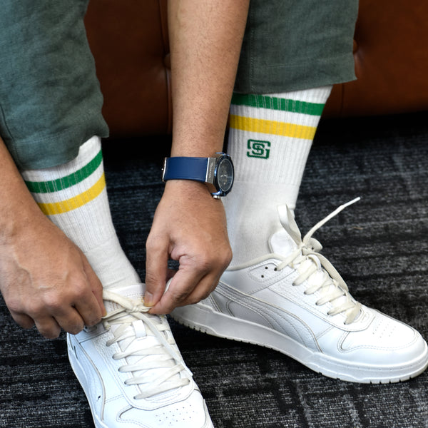 Men Sports Cushion Crew Colored Stripe Socks (Pack of 3)