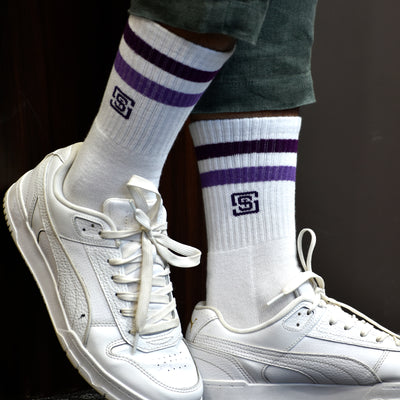 Sports Running Crew Socks-Multicolor Stripe Pack of 6
