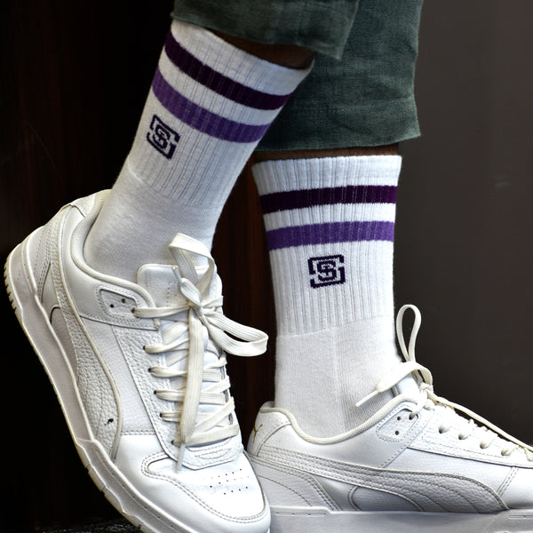 Men Sports Cushioned Crew Colored Stripe Socks (6 Pair)