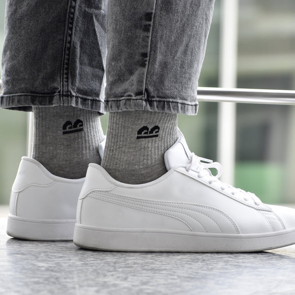 Rib Men Ankle Socks- Black/Grey/White (3 Pair)