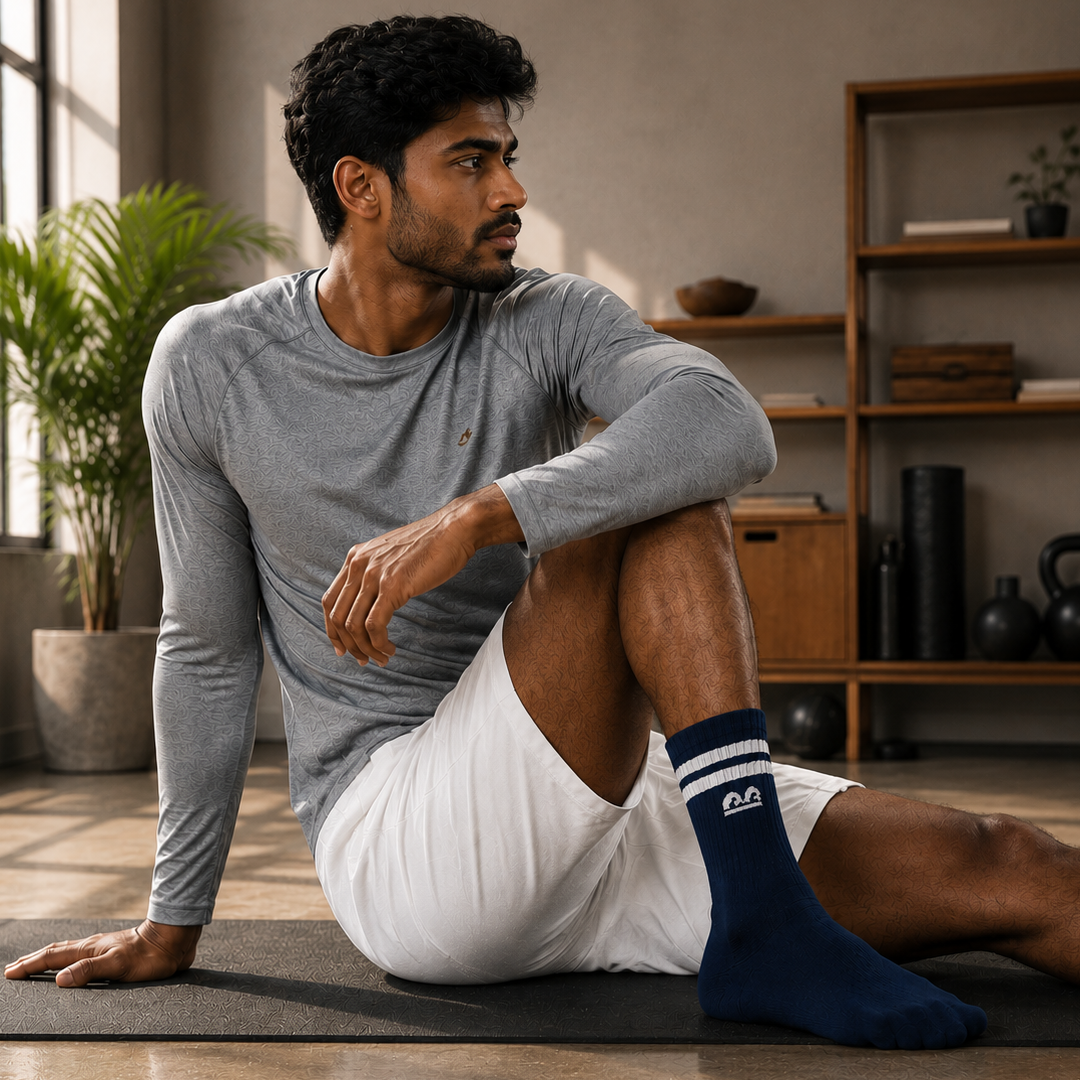 Sports Running Crew Socks-Indigo Stride Pack of 3