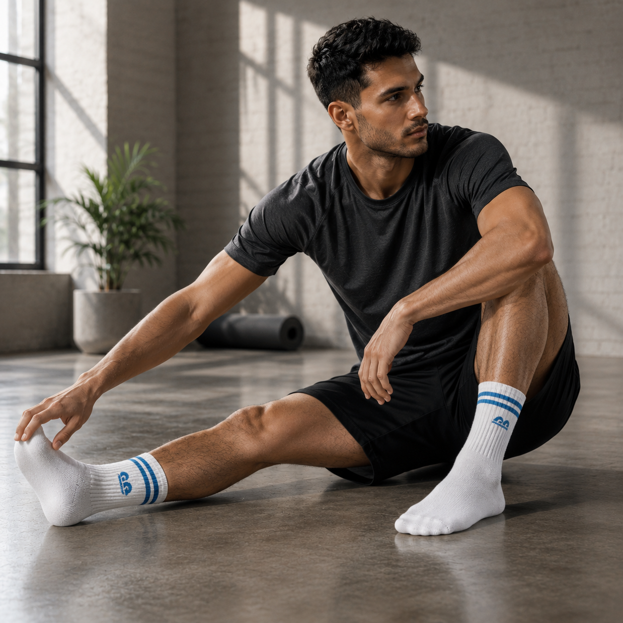 Sports Running Crew Socks-Campus White Pack of 3