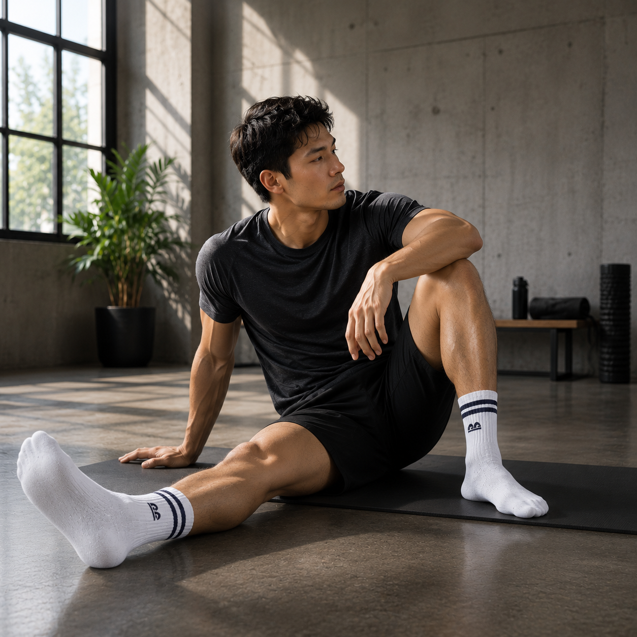 Sports Running Crew Socks-Campus White Pack of 3