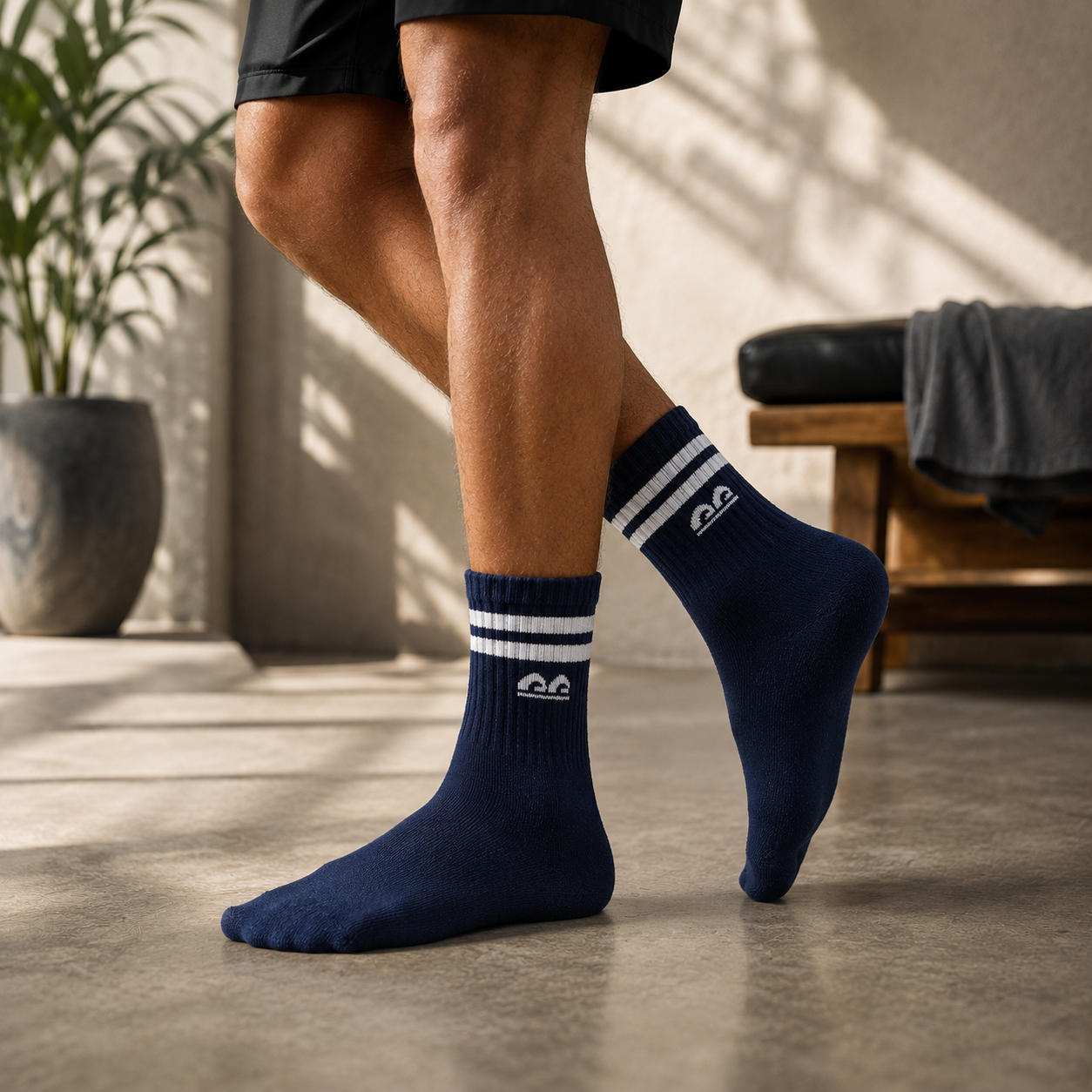 Sports Running Crew Socks-Indigo Stride Pack of 3
