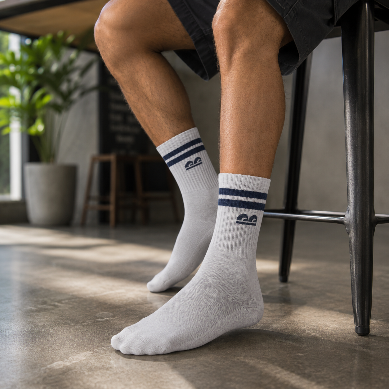 Sports Running Crew Socks-Campus White Pack of 3