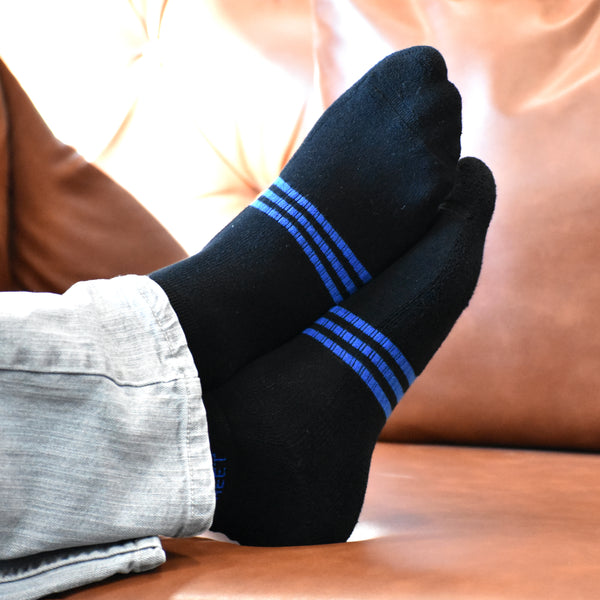 Bamboo Black Multi Stripe Sports Socks (6 Pair)