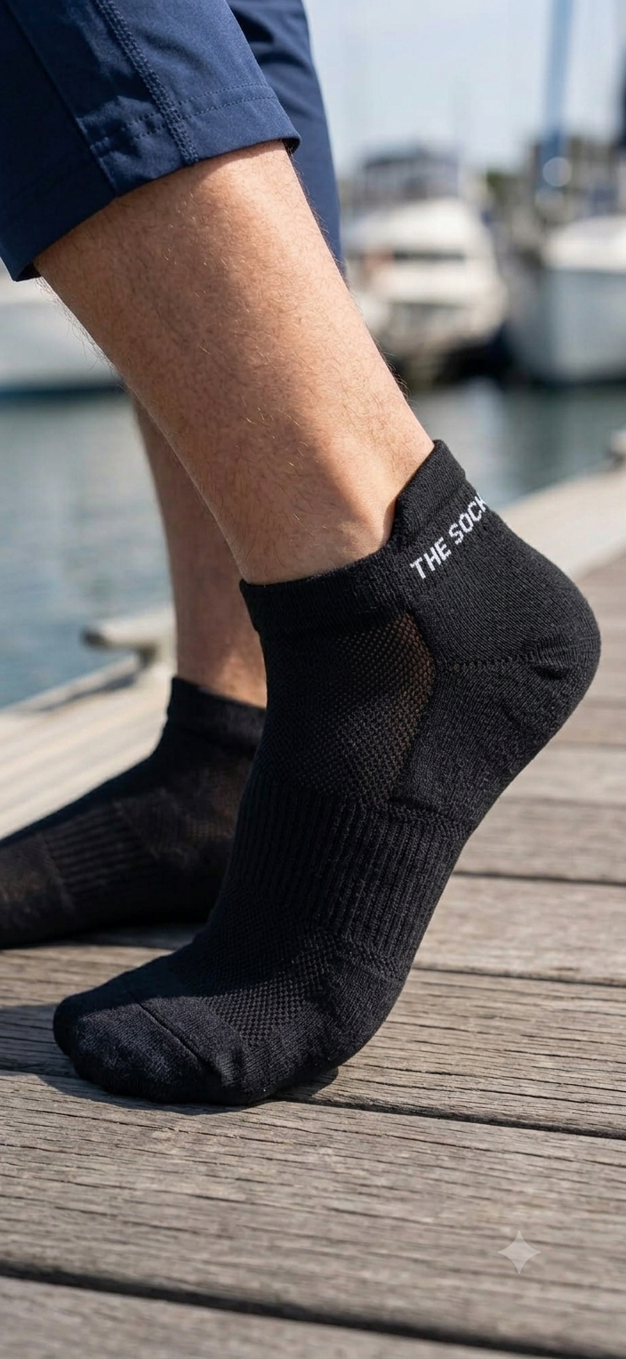 Sports Running Ankle Socks Black Pearl Pack of 3