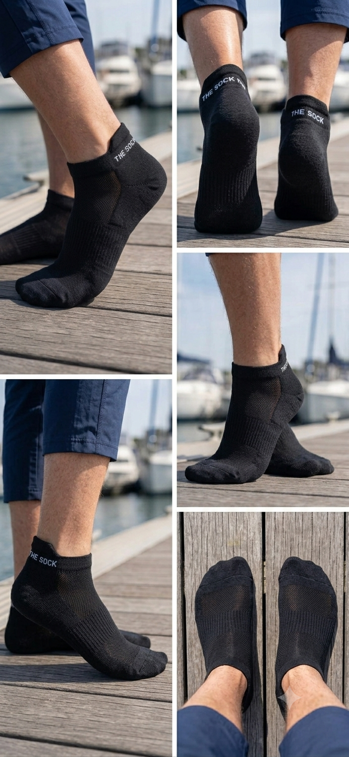 Sports Running Ankle Socks Black Pearl Pack of 3