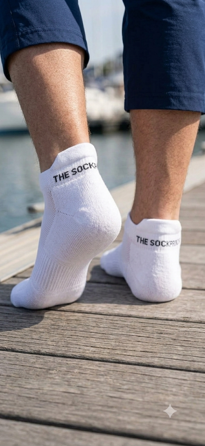 Sports Running Ankle Socks-White Pack of 3