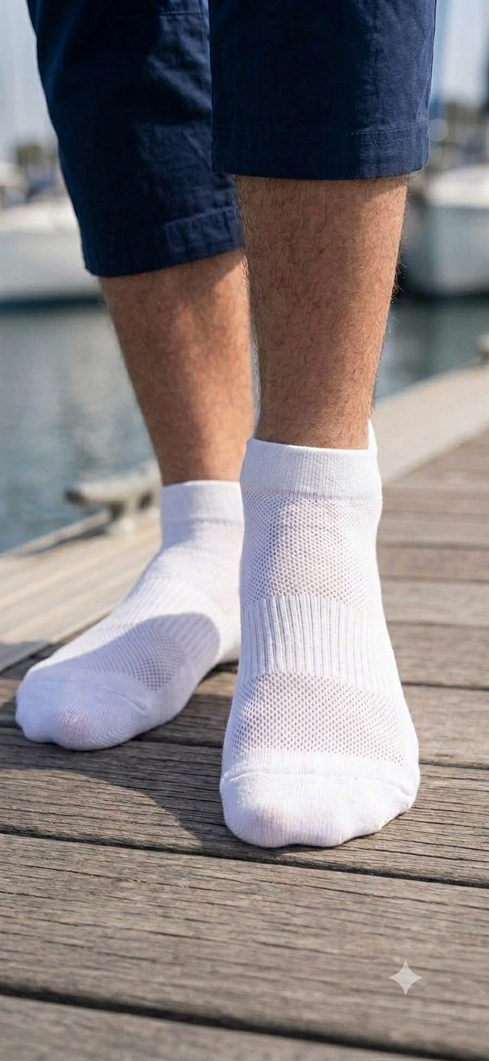 Sports Running Ankle Socks-White Pack of 3