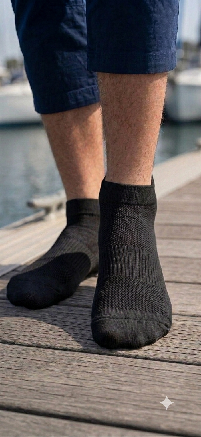Sports Running Ankle Socks Black Pearl Pack of 3