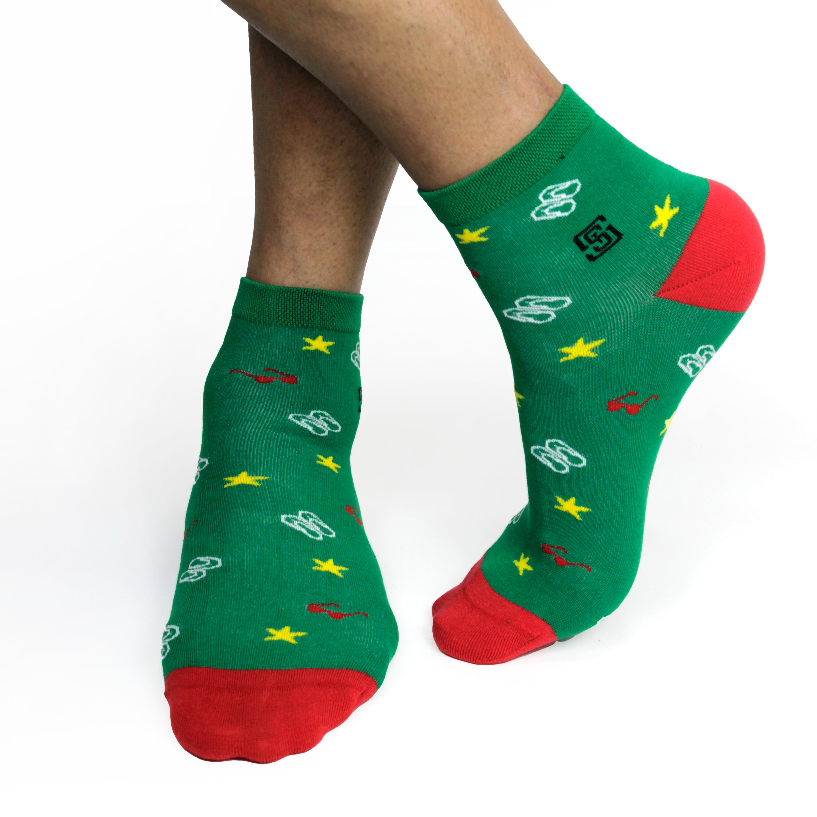 Design Artisanal Greek Ankle Socks-Multicolor Pack of 1