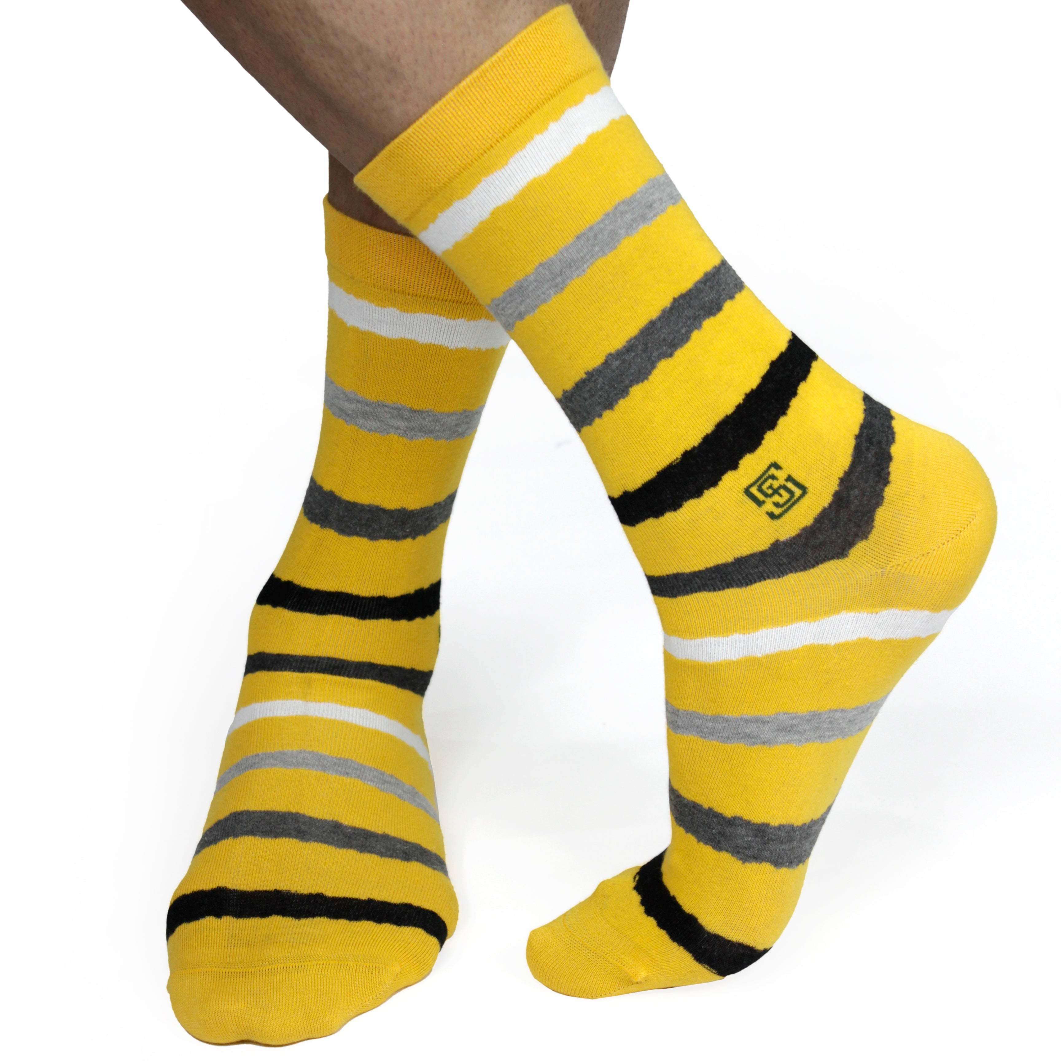 Design Multi Stripe Crew Socks-Yellow Pack of 1