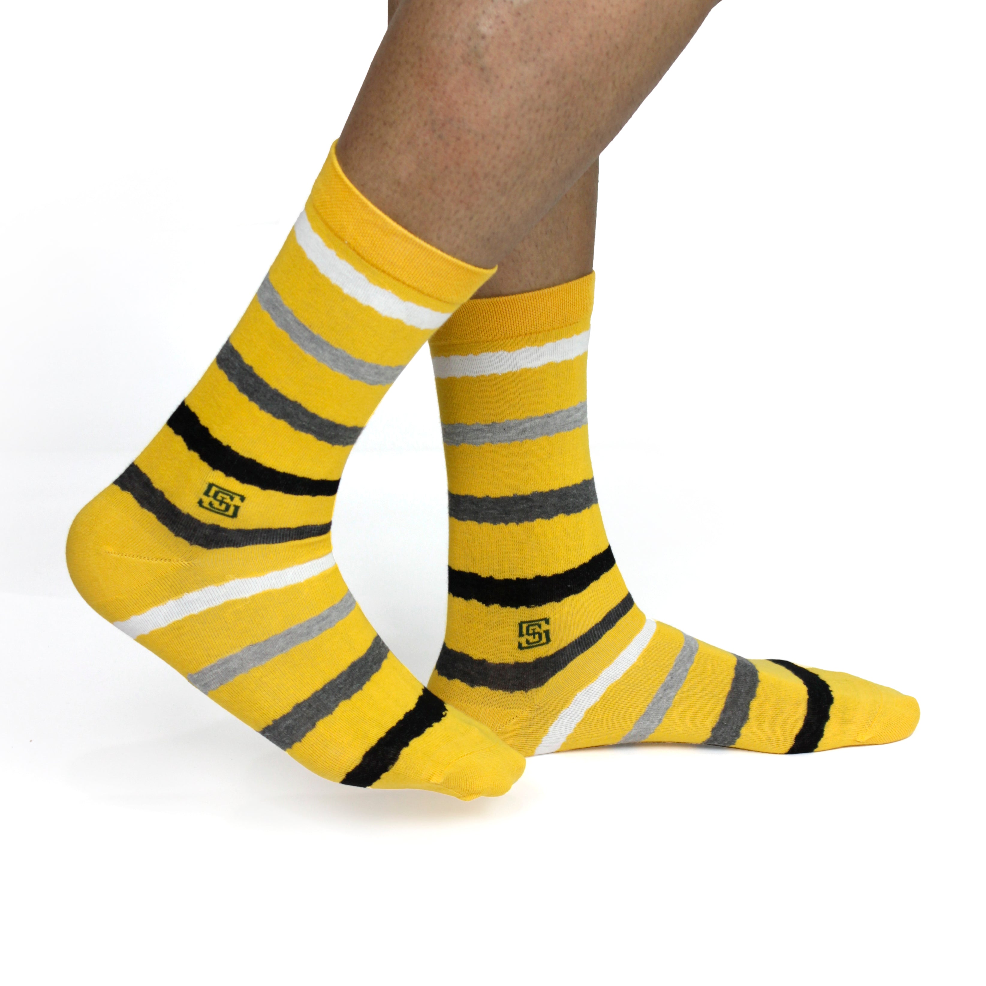 Design Multi Stripe Crew Socks-Yellow Pack of 1