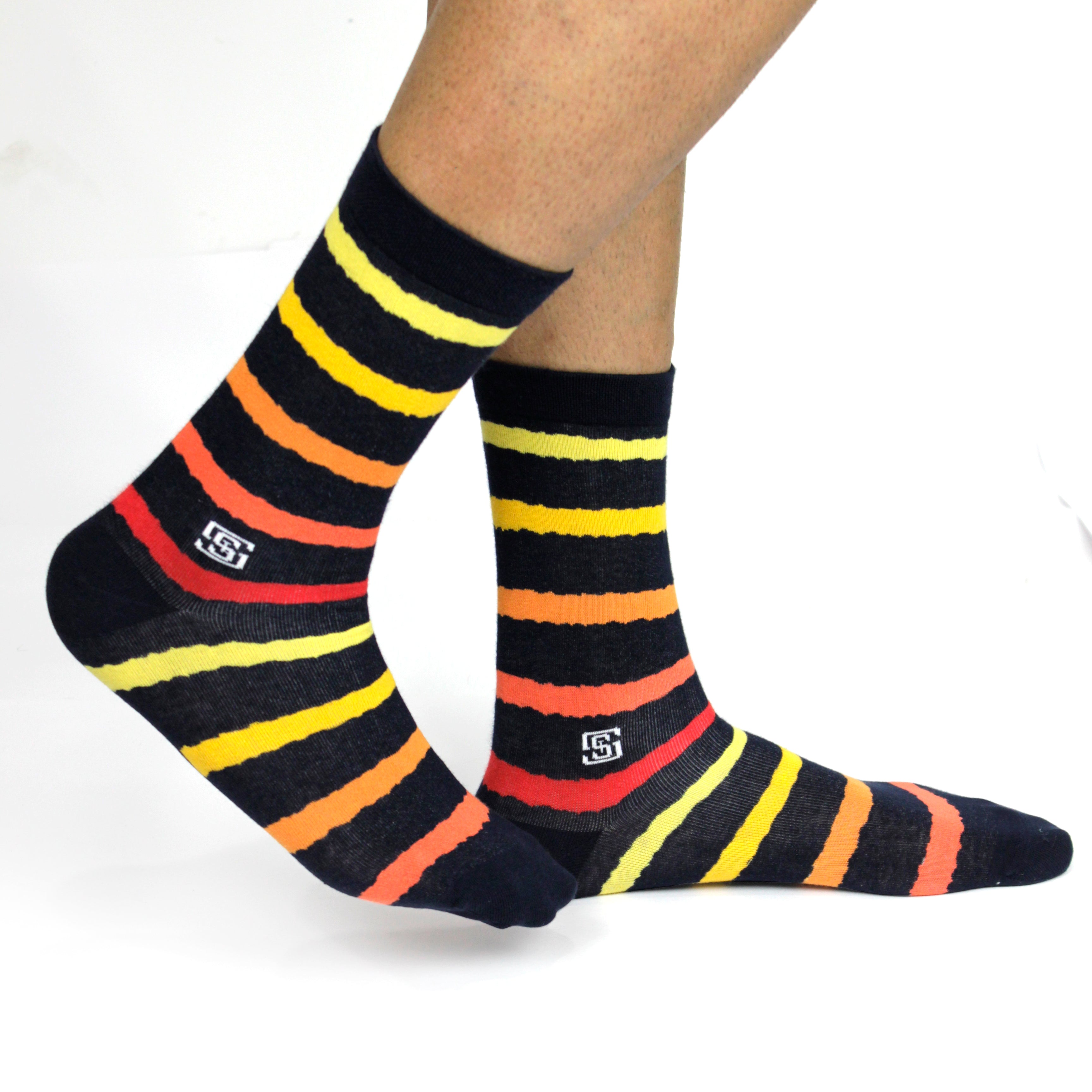 Design Multi Stripe Crew Socks-Blue Pack of 1