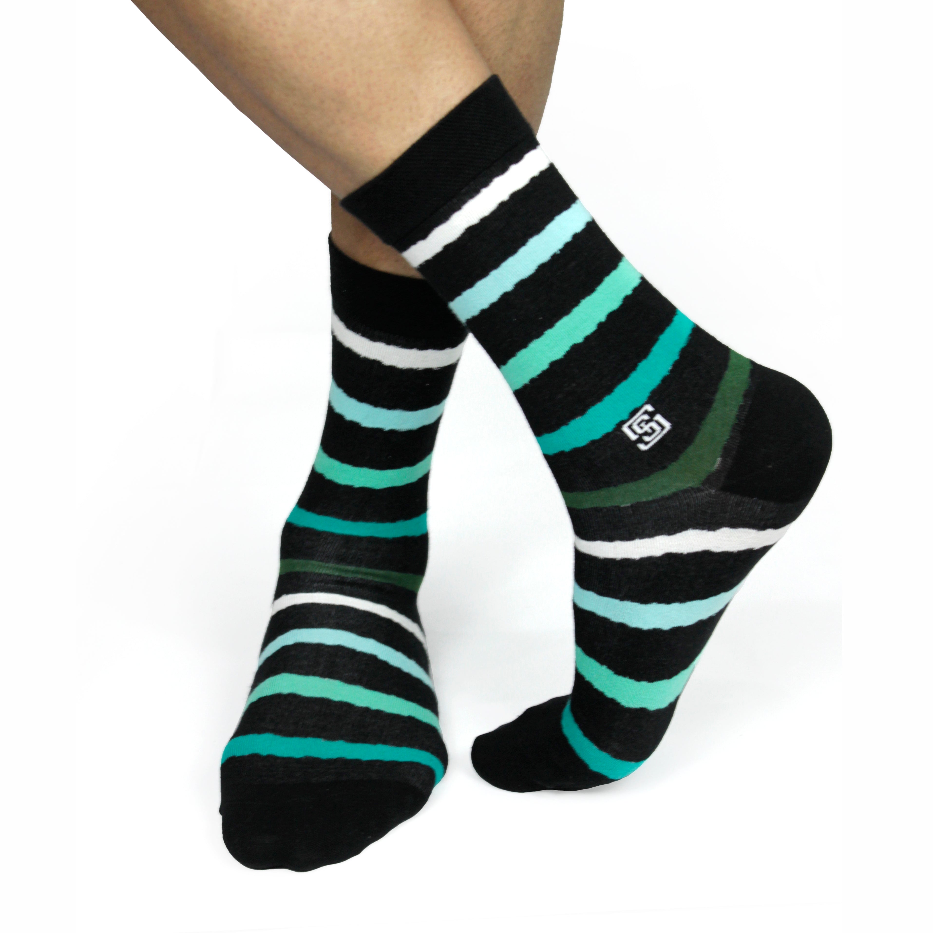Design Multi Stripe Crew Socks-Black Pack of 1