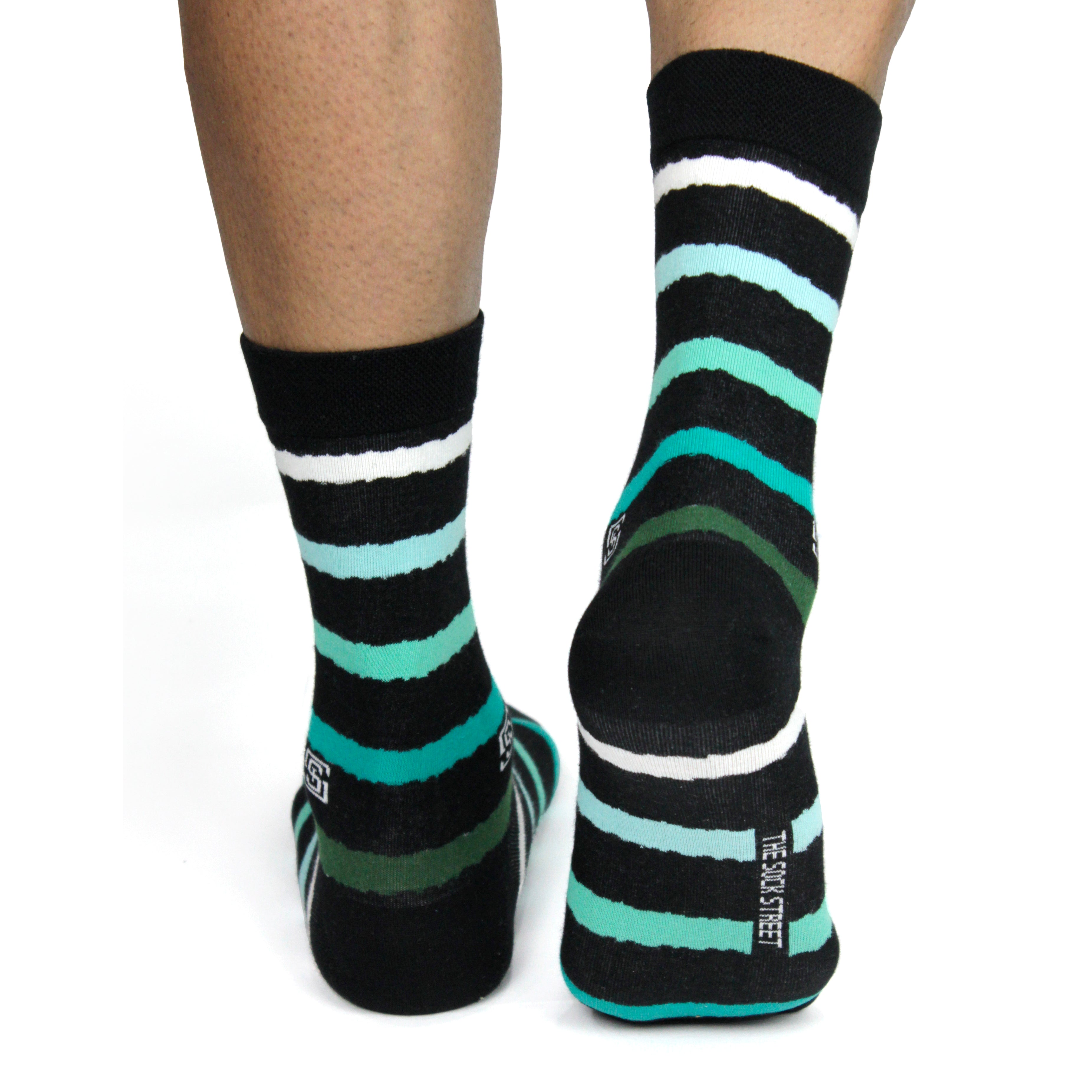 Design Multi Stripe Crew Socks-Black Pack of 1