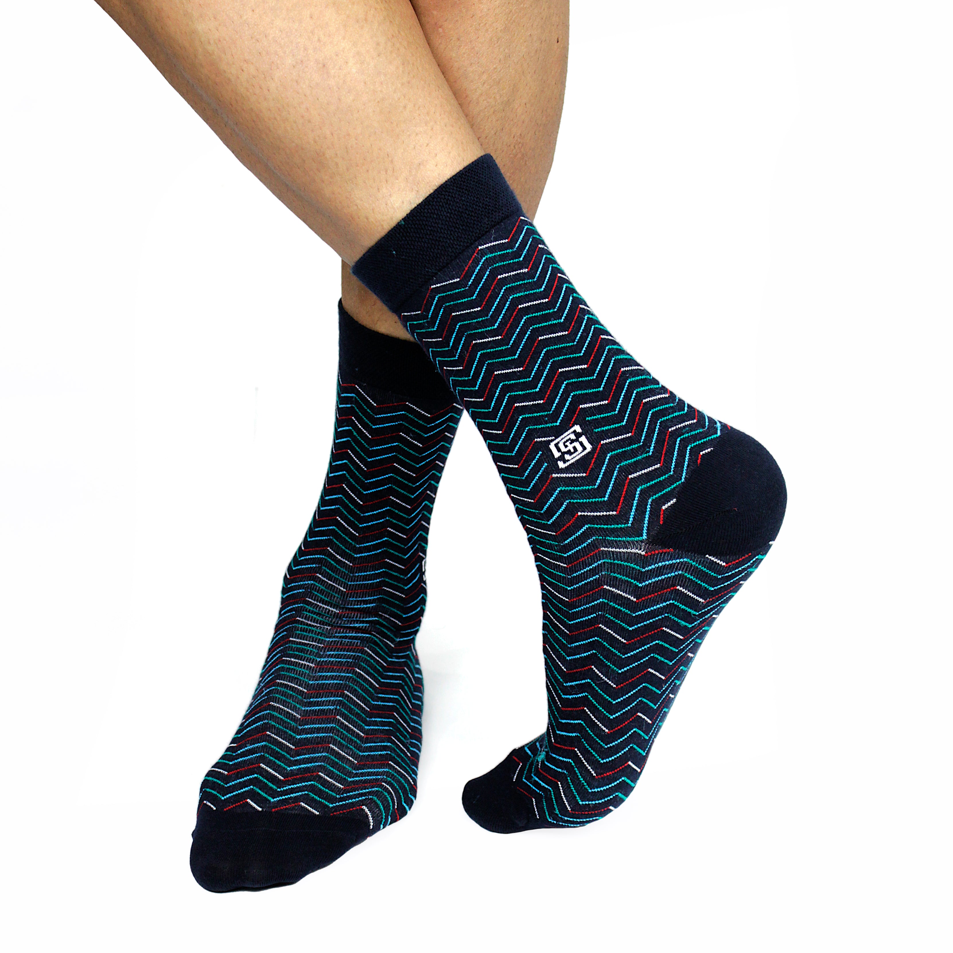 Design Zesty Crew Socks-Blue Pack of 1
