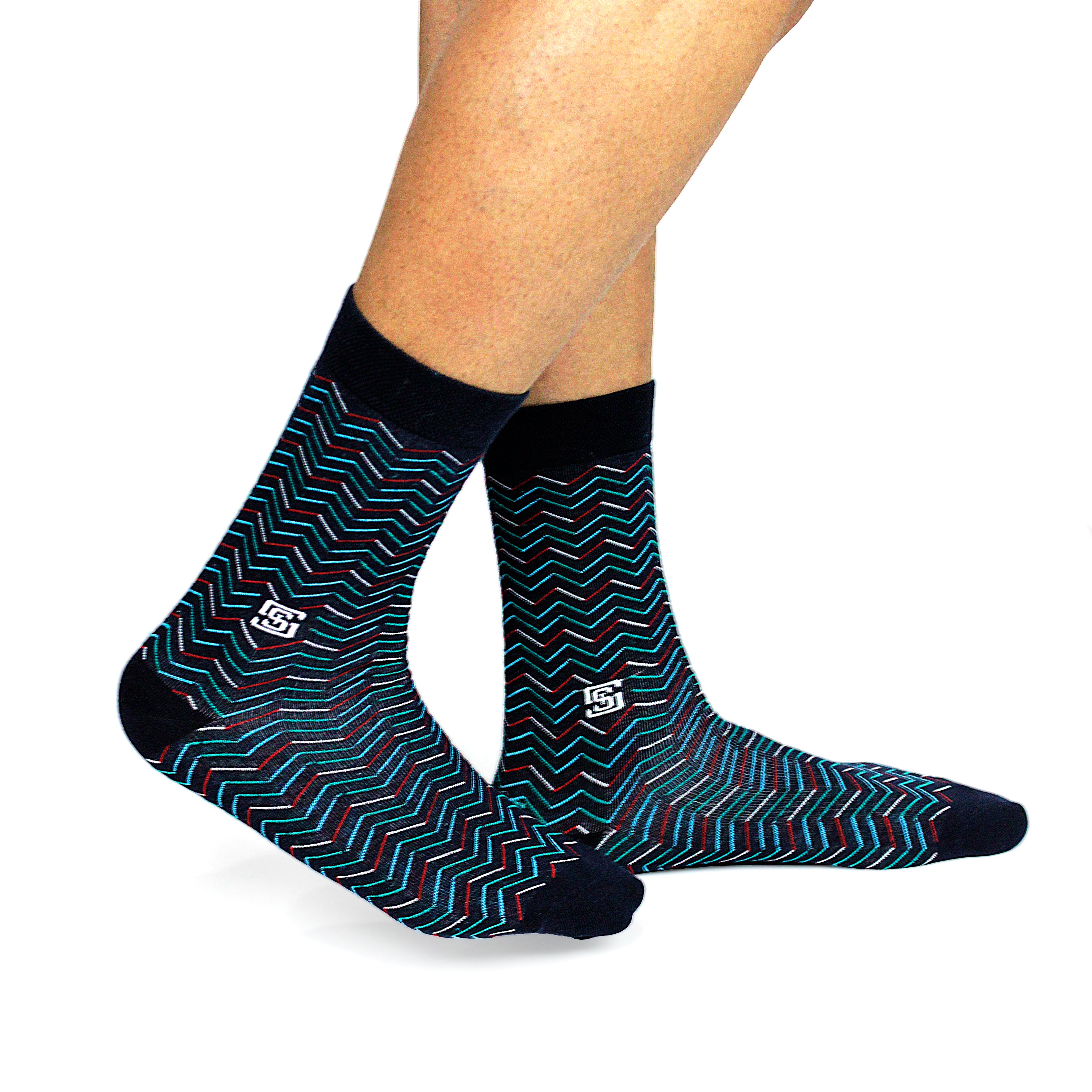 Design Zesty Crew Socks-Blue Pack of 1