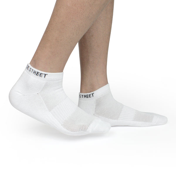 Men Sports Cushioned Ankle Socks- White/Black/Grey (3 Pair)