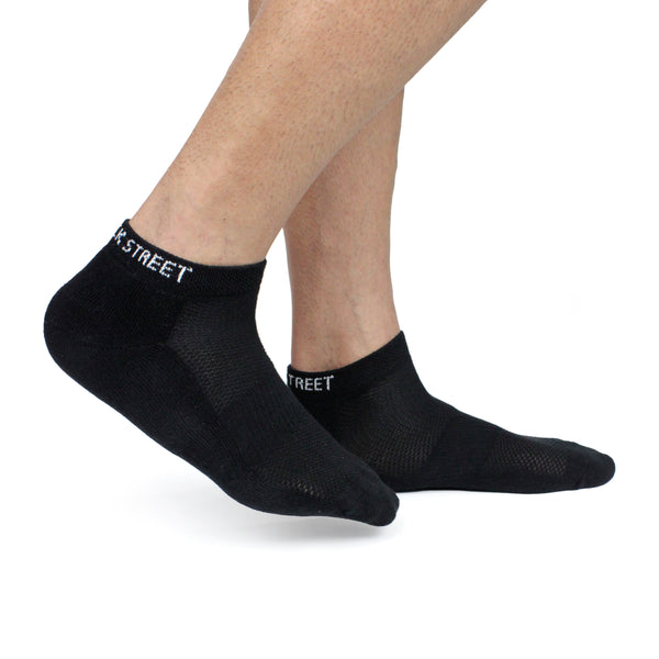 Men Sports Cushioned Low Ankle Socks- Black (3 Pair)
